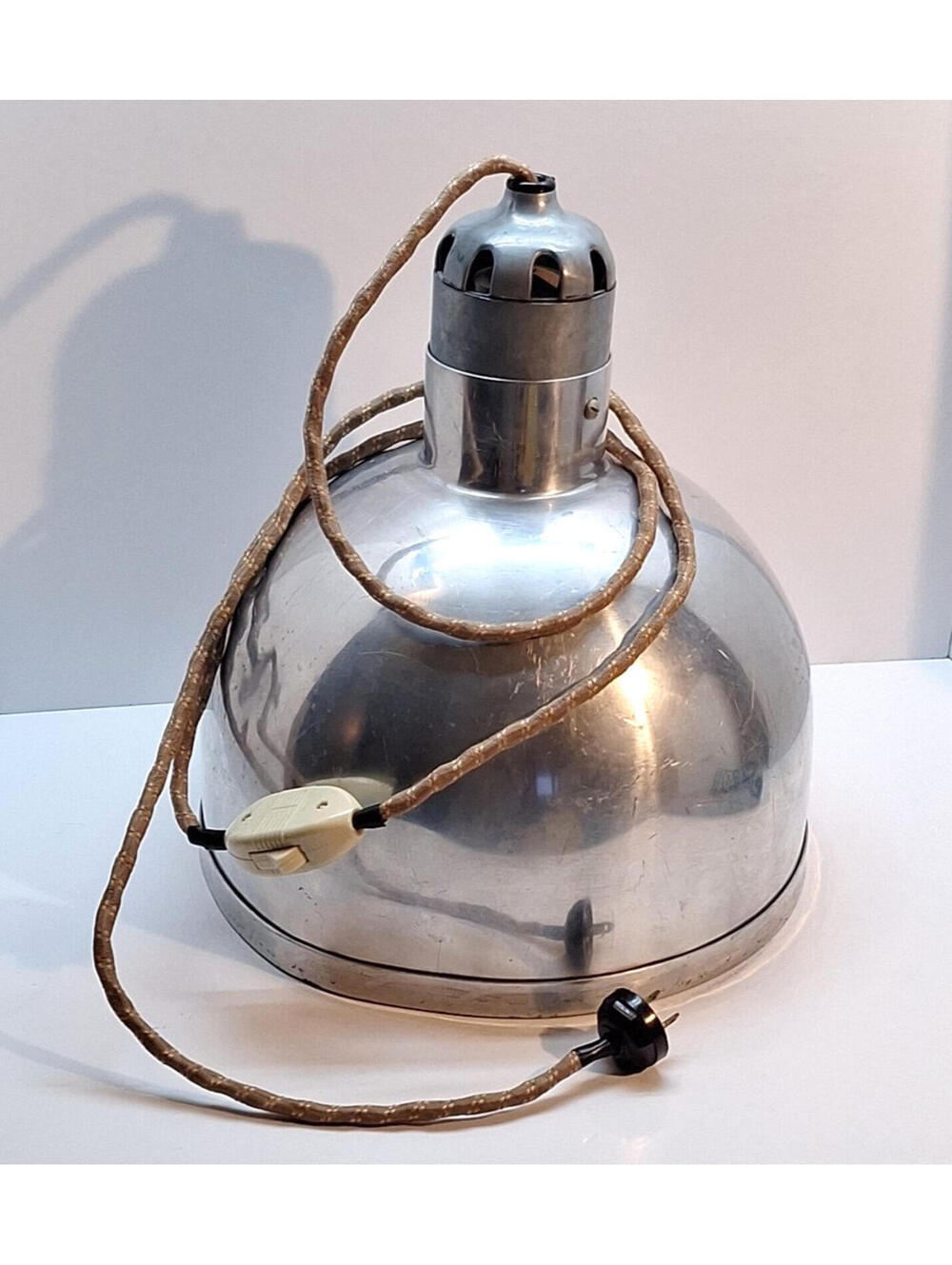 Vintage MCM Industrial Aluminum Pendant Lamp 1940s-1970s Works
